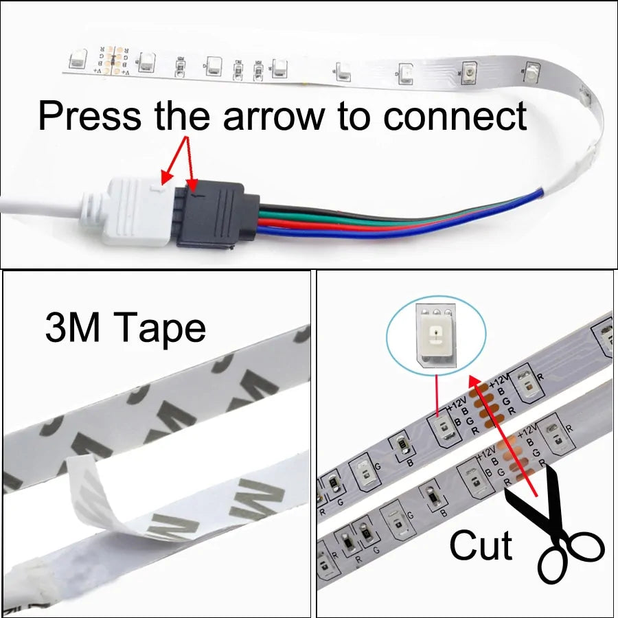 Smart RGB LED Strip Lights with Wi-Fi Connectivity